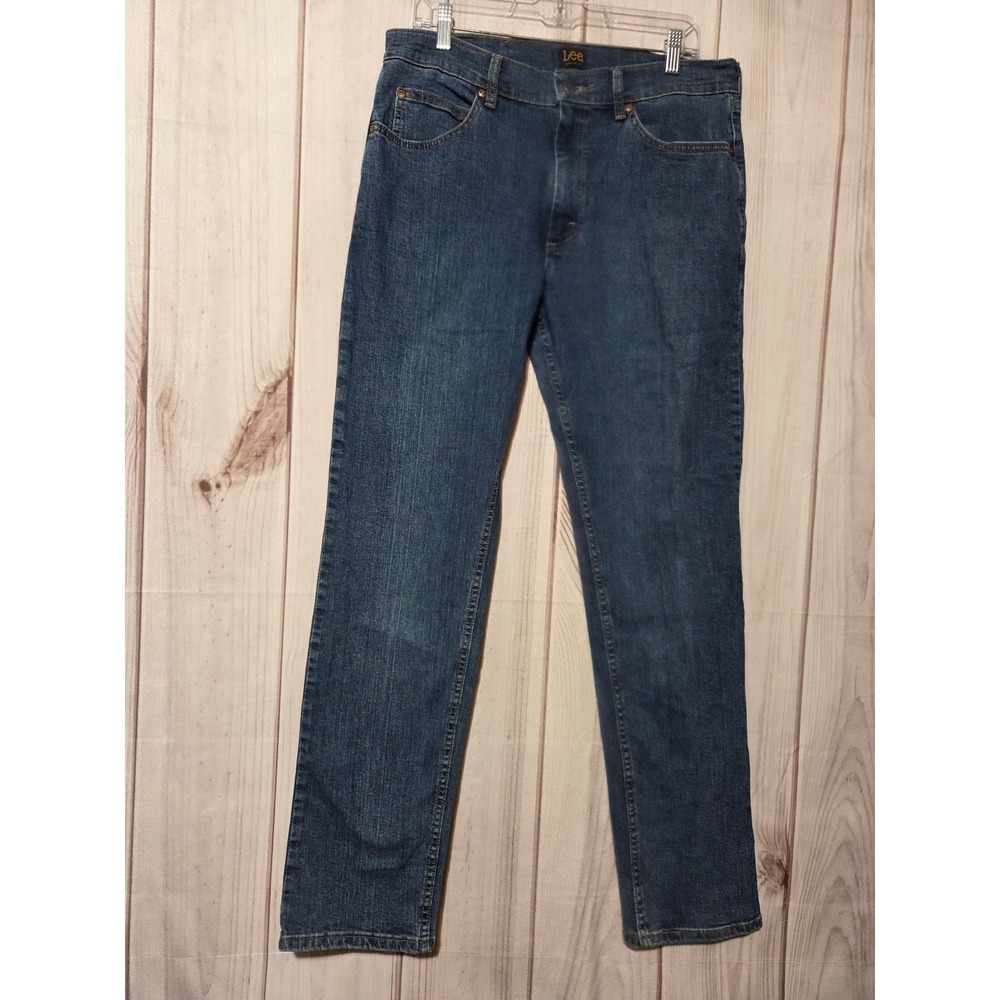 Lee‎ Regular Fit Mens Straight Leg Blue Jeans Mid Wash 34x33 Classic Chores